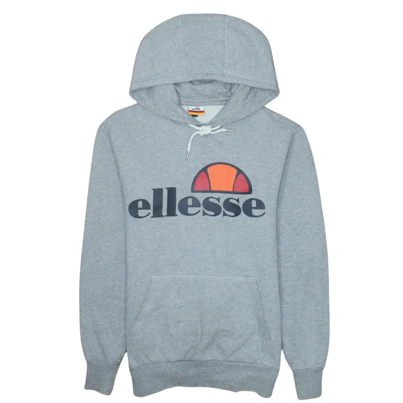 Ellesse Grey Hoodie Men's Small Printed Front Logo Drawstring Hood Pouch Pocket Sweatshirt sold by Vintage Club