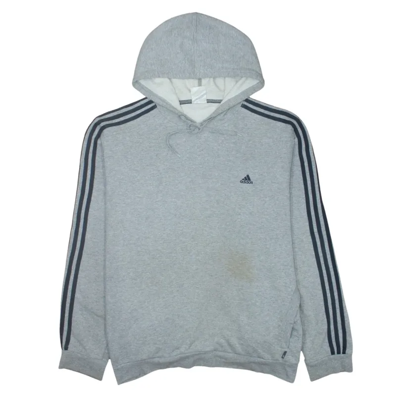 Adidas Grey Hoodie Women’s XXLarge Embroidered Logo Three Stripe Sleeves Pullover Sweatshirt sold by Vintage Club