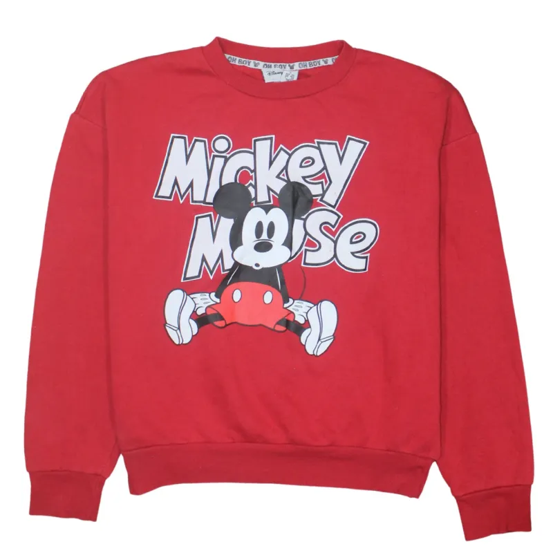 Disney Red Mickey Mouse Sweatshirt Women's Small Printed Graphic Crewneck Pullover Fleece Top sold by Vintage Club