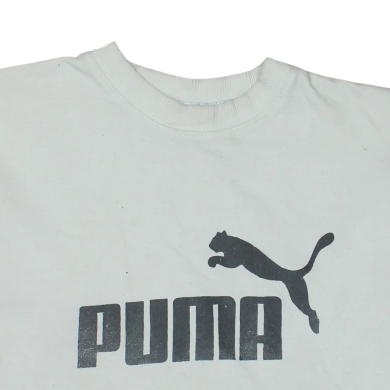Puma Cream Sweatshirt Women's Medium Printed Big Logo Ribbed Cuffs Crewneck Pullover sold by Vintage Club product image thumbnail 3
