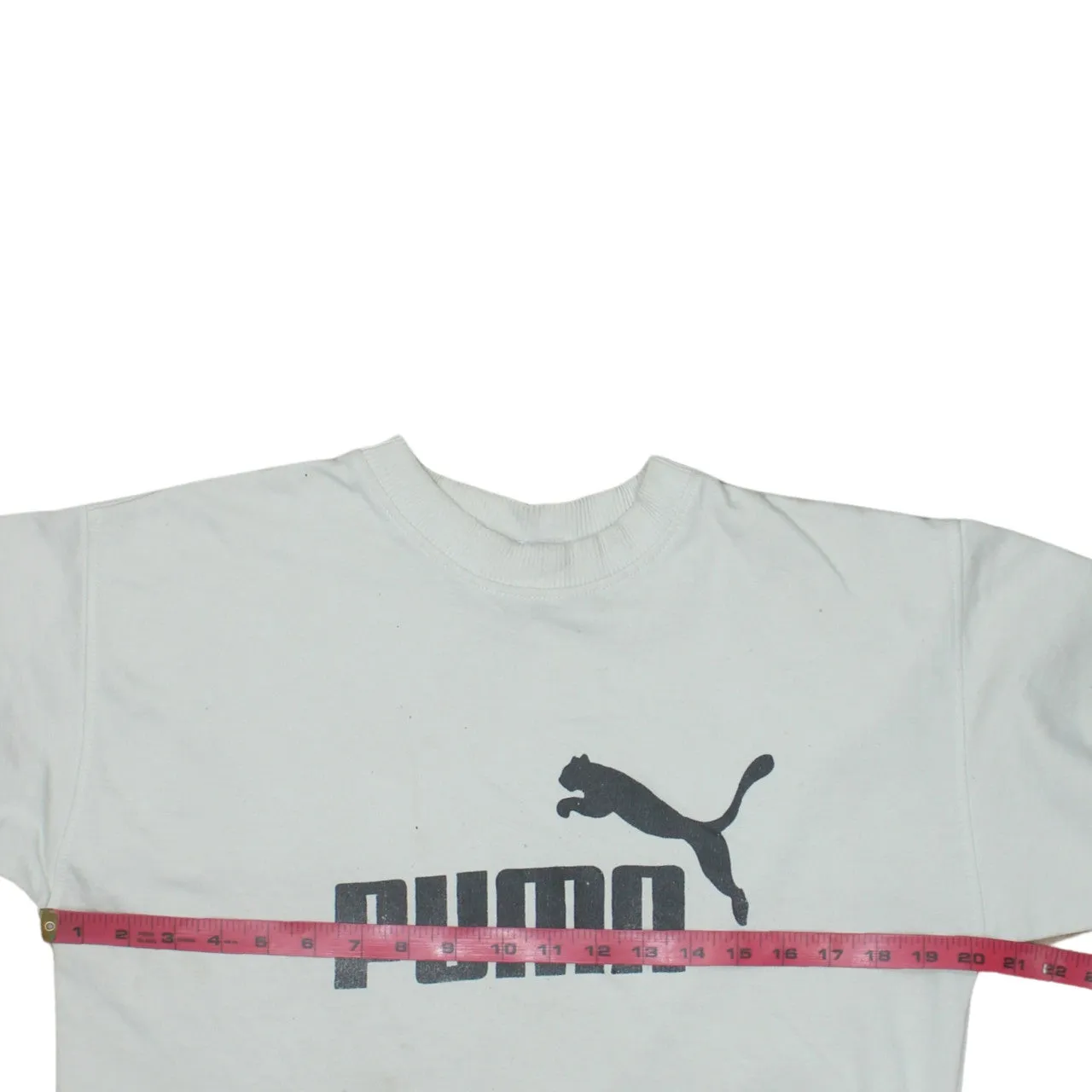 Puma Cream Sweatshirt Women's Medium Printed Big Logo Ribbed Cuffs Crewneck Pullover sold by Vintage Club product image thumbnail 5