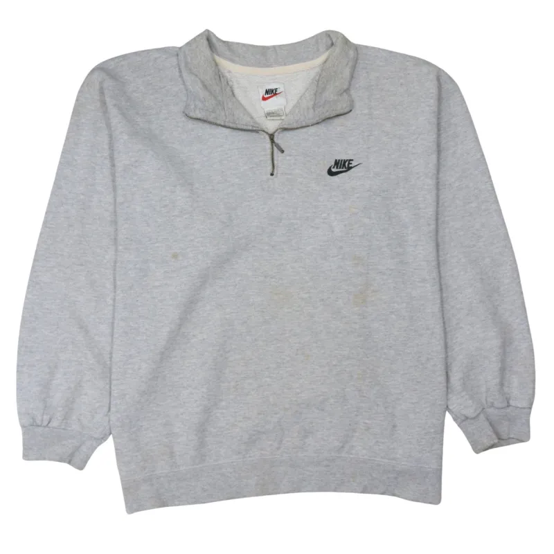 Nike Grey Quarter Zip Sweatshirt Men's XXLarge Embroidered Swoosh Logo Pullover Fleece Top sold by Vintage Club