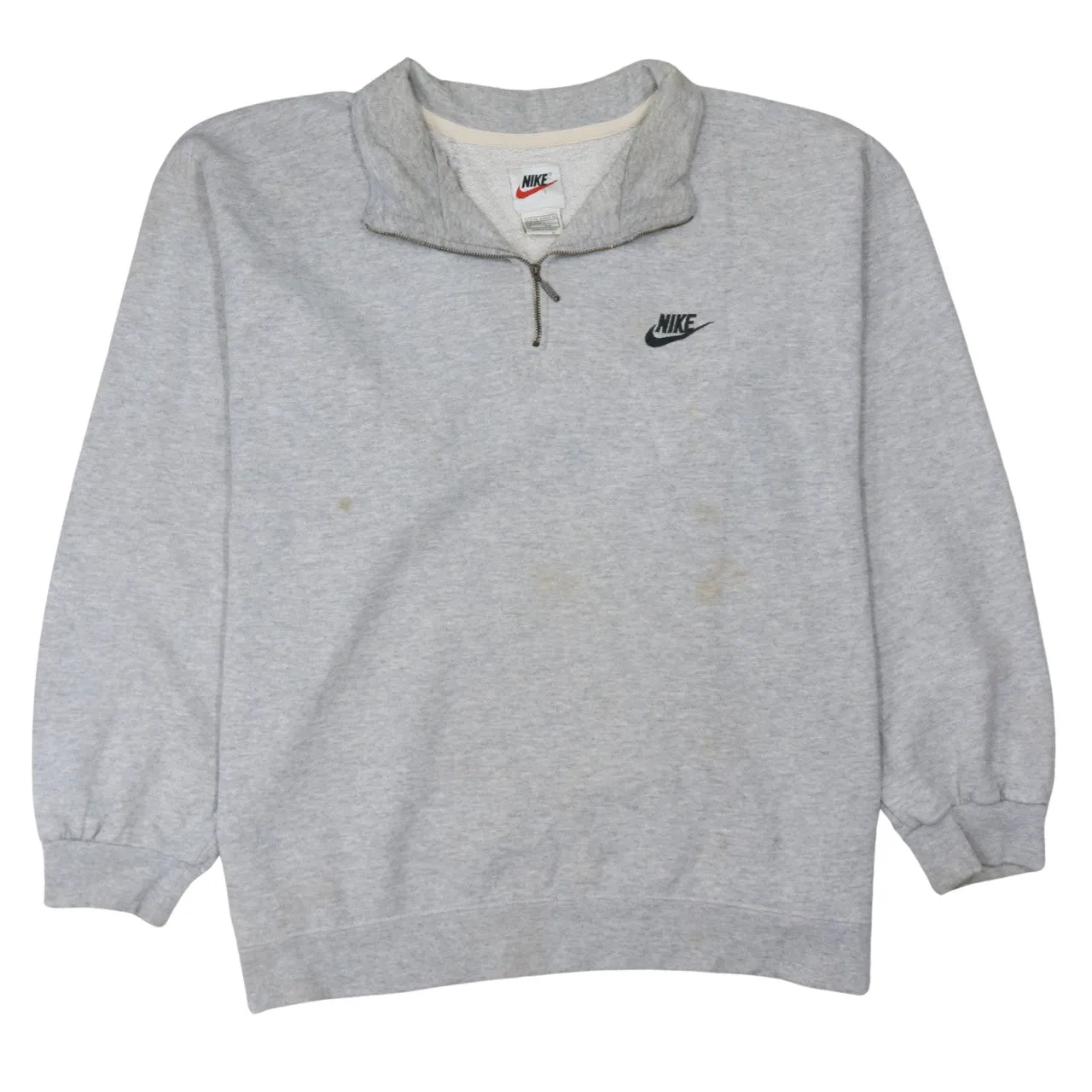 Nike Grey Quarter Zip Sweatshirt Men's XXLarge Embroidered Swoosh Logo Pullover Fleece Top sold by Vintage Club