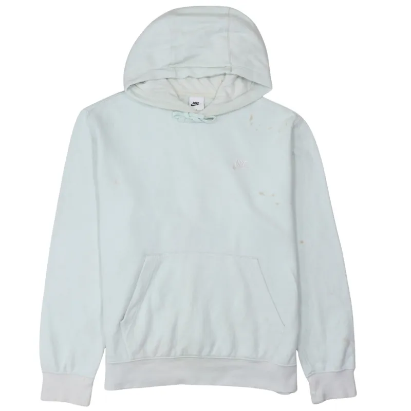 Nike Pale Blue Hoodie Men's Medium Embroidered Chest Logo Front Pocket Pullover Sweatshirt made by Nike