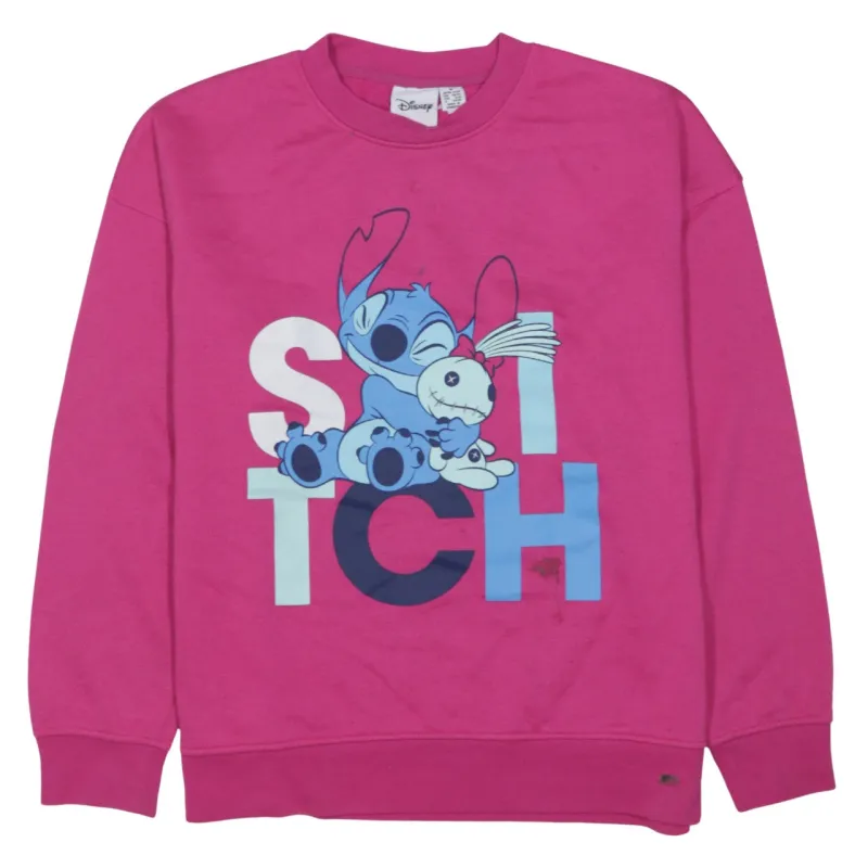 Disney Pink Stitch Sweatshirt Women's Medium Printed Graphic Crewneck Pullover Fleece Top sold by Vintage Club