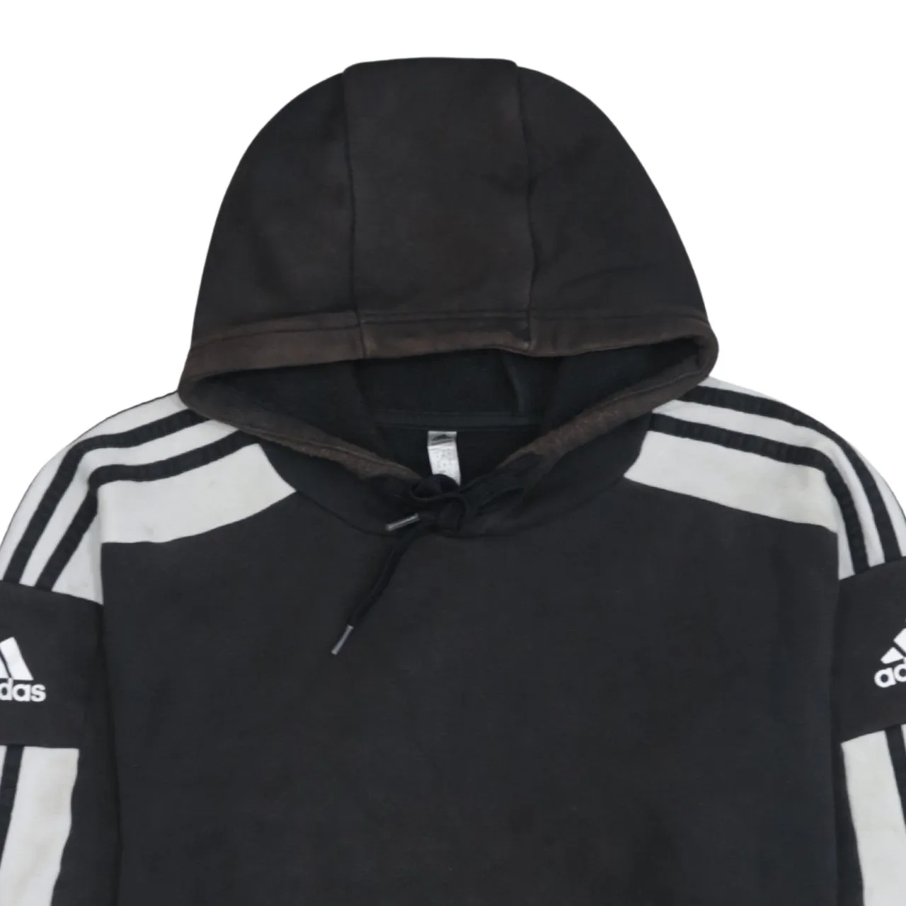 Adidas Black Hoodie Men's Medium Three Stripe Sleeve Printed Logo Pullover Sweatshirt sold by Vintage Club product image thumbnail 3
