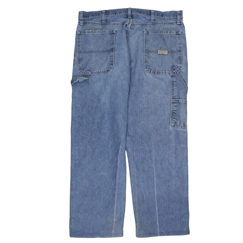 Wrangler Light Blue Carpenter Jeans Men's 36x30 Utility Pockets Relaxed Fit Workwear Trousers made by Wrangler