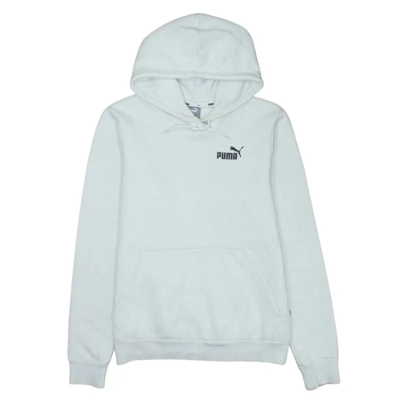 Puma Light Grey Hoodie Women’s Medium Printed Chest Logo Front Pocket Pullover Sweatshirt sold by Vintage Club