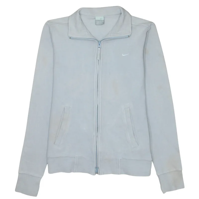 Nike Light Grey Zip Sweatshirt Women’s XLarge Embroidered Swoosh Pockets Ribbed Cuffs Jacket sold by Vintage Club
