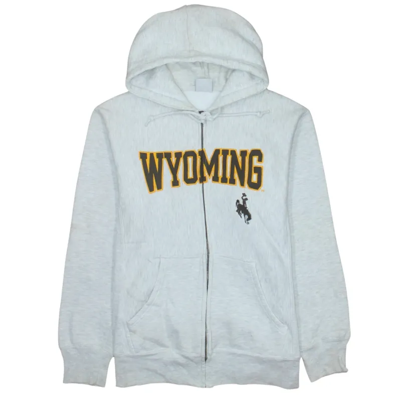 Knights Light Grey Hoodie Men's Medium Wyoming Printed Logo Zip Front Sweatshirt made by Vintage Club