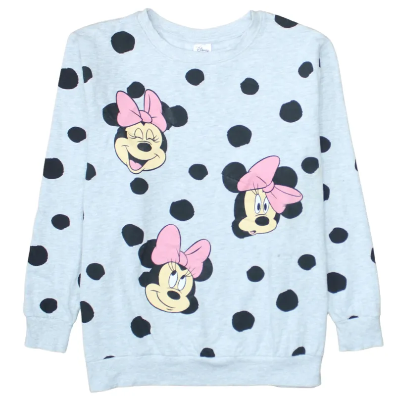 Disney Light Grey Sweatshirt Women's XXLarge Printed Minnie Mouse Polka Dot Pullover Top sold by Vintage Club