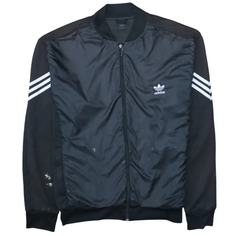 Adidas Black Jacket Women’s XXLarge Embroidered Trefoil Logo Three Stripe Sleeves Bomber made by Adidas