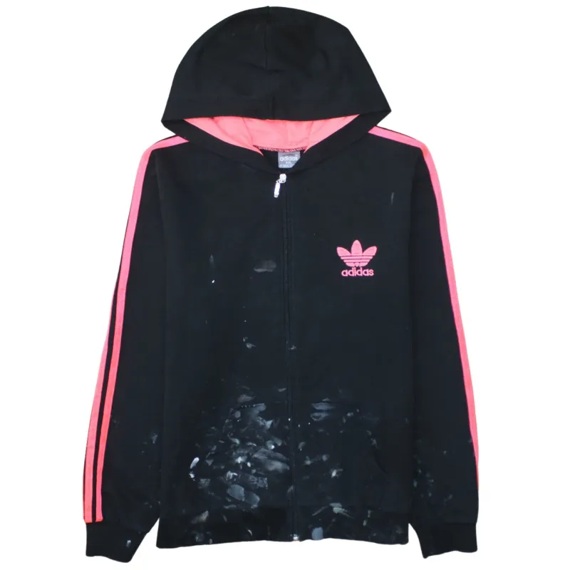 Adidas Black Pink Full Zip Hoodie Women’s XXLarge Trefoil Logo Three Stripe Sleeves Sweatshirt sold by Vintage Club