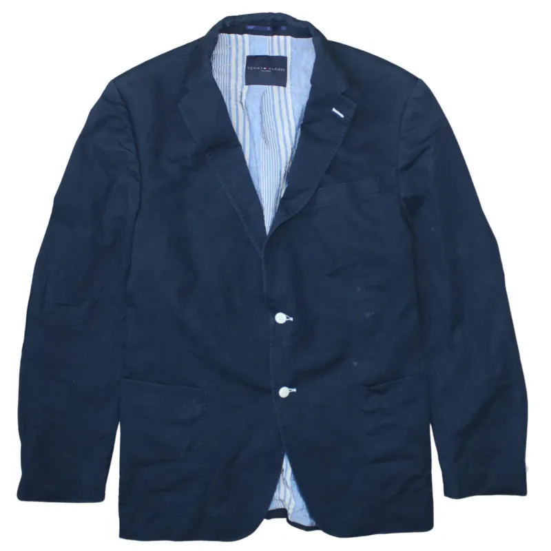 Tommy Hilfiger Navy Blue Blazer Men's Medium Two Button Casual Jacket Patch Pockets sold by Vintage Club