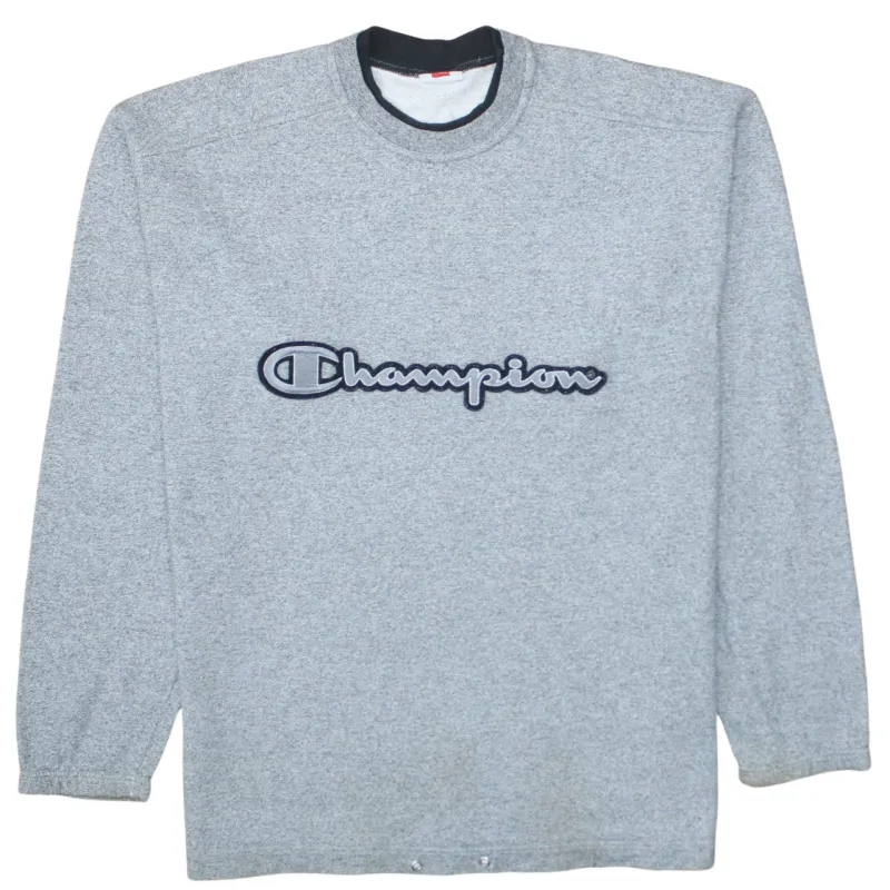 Champion Grey Sweatshirt Men's Large Embroidered Script Logo Crewneck Pullover Top sold by Vintage Club