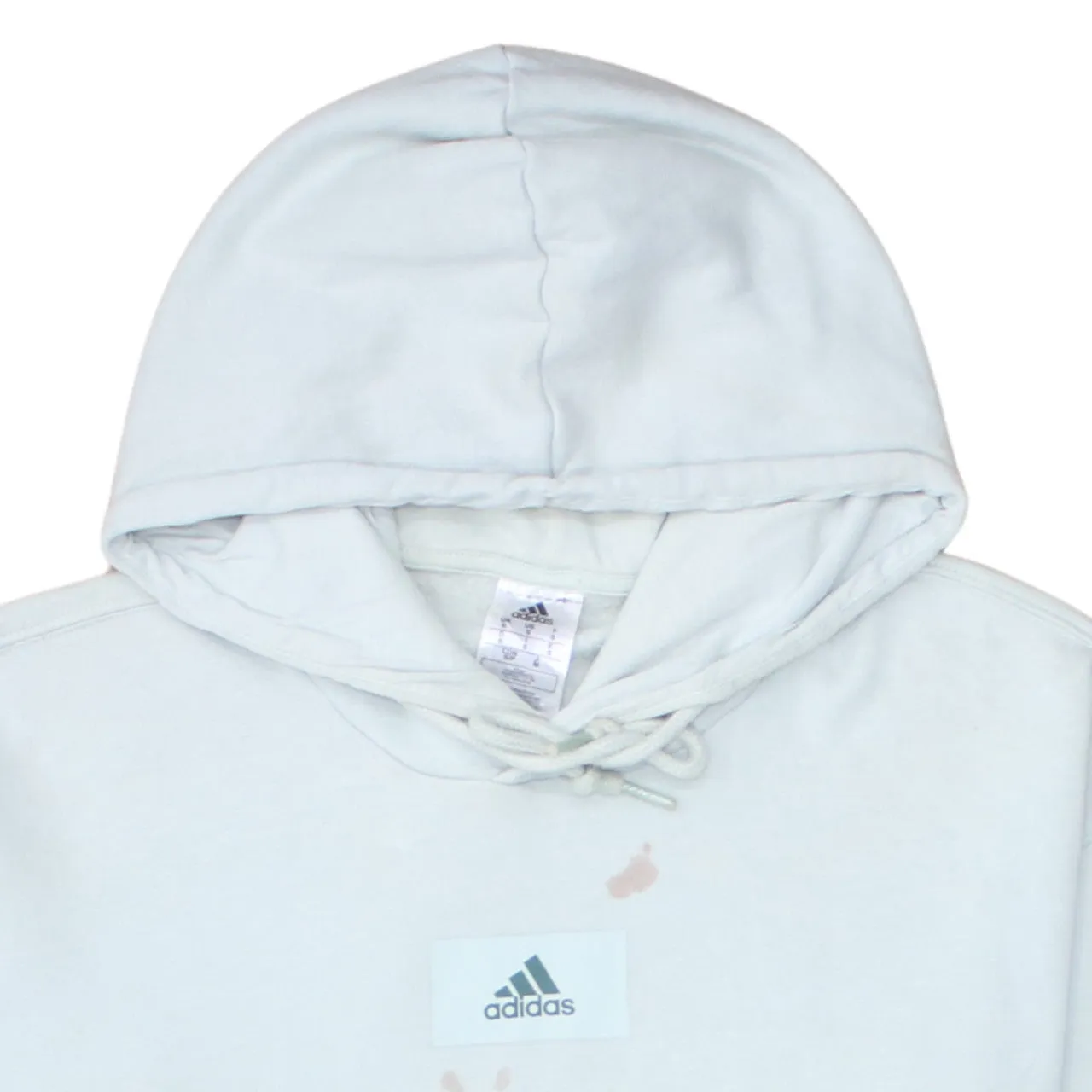 Adidas Pale Blue Hoodie Men's Small Printed Chest Logo Drawstring Hood Front Pocket Sweatshirt sold by Vintage Club product image thumbnail 3