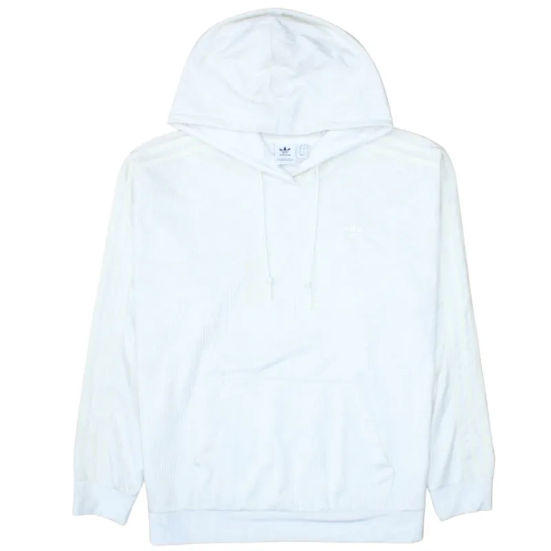Adidas White Hoodie Women’s XLarge Trefoil Embroidered Logo Three Stripe Sleeve Pullover made by Adidas