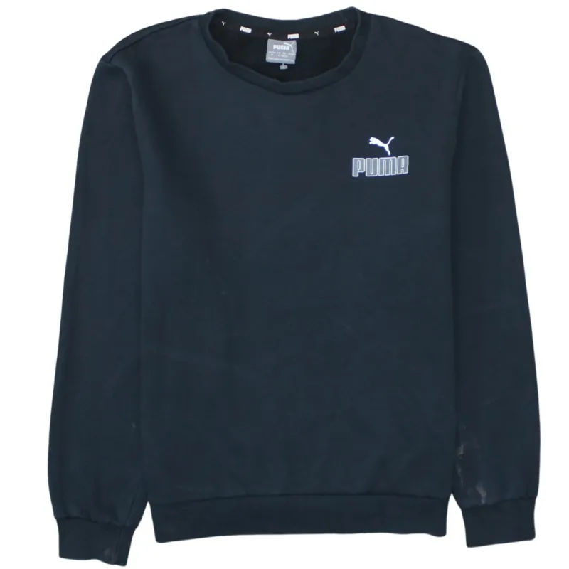 Puma Black Sweatshirt Men's Medium Embroidered Chest Logo Ribbed Cuffs Crewneck Pullover sold by Vintage Club