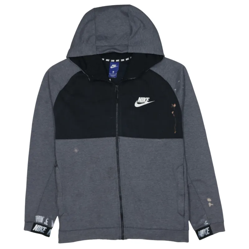 Nike Grey Black Full Zip Hoodie Women’s XLarge Printed Logo Cuff Branding Casual Top sold by Vintage Club