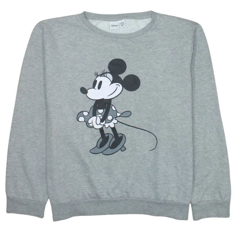 Disney Grey Sweatshirt Women’s XLarge Printed Minnie Mouse Graphic Crewneck Pullover Top sold by Vintage Club