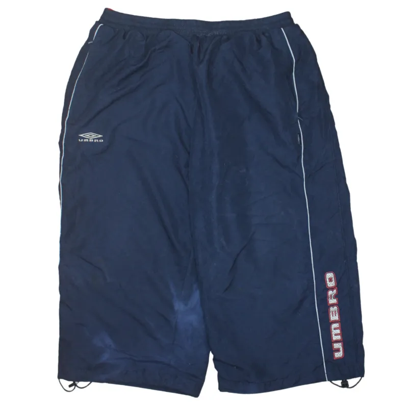 Umbro Navy Blue Shorts Men's XLarge Embroidered Logos Side Piping Drawcord Hem Sportswear made by Umbro