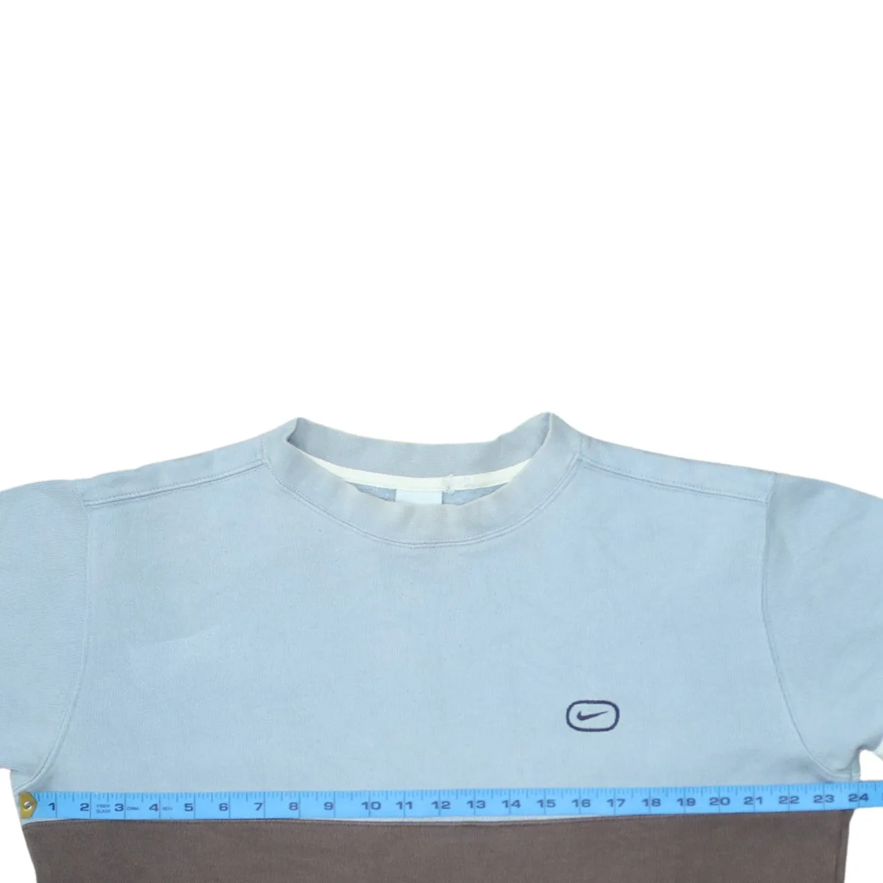 Nike Light Blue Brown Sweatshirt Men's Medium Embroidered Swoosh Stripe Sleeves Pullover Top sold by Vintage Club product image thumbnail 5