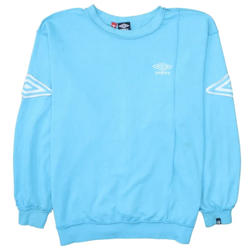 Umbro Light Blue Sweatshirt Men's Large Embroidered Logo Sleeve Badges Crewneck Pullover made by Umbro