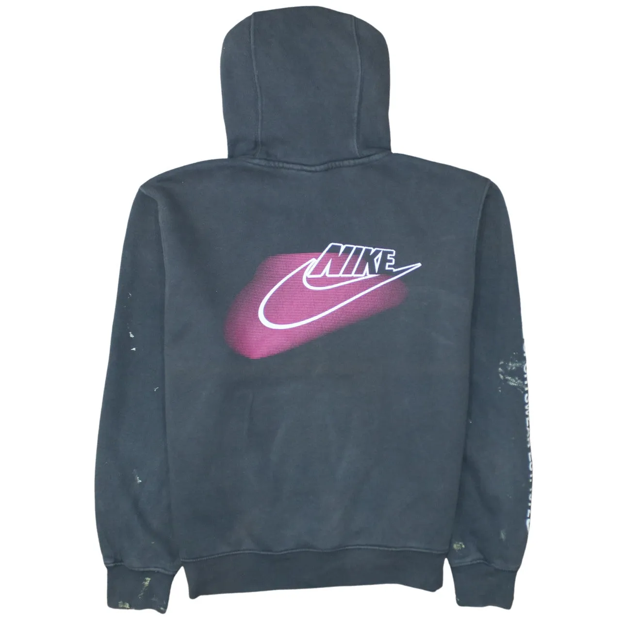 Nike Black Hoodie Men's Small Printed Logo Sleeve Text Pullover Sweatshirt sold by Vintage Club product image thumbnail 2