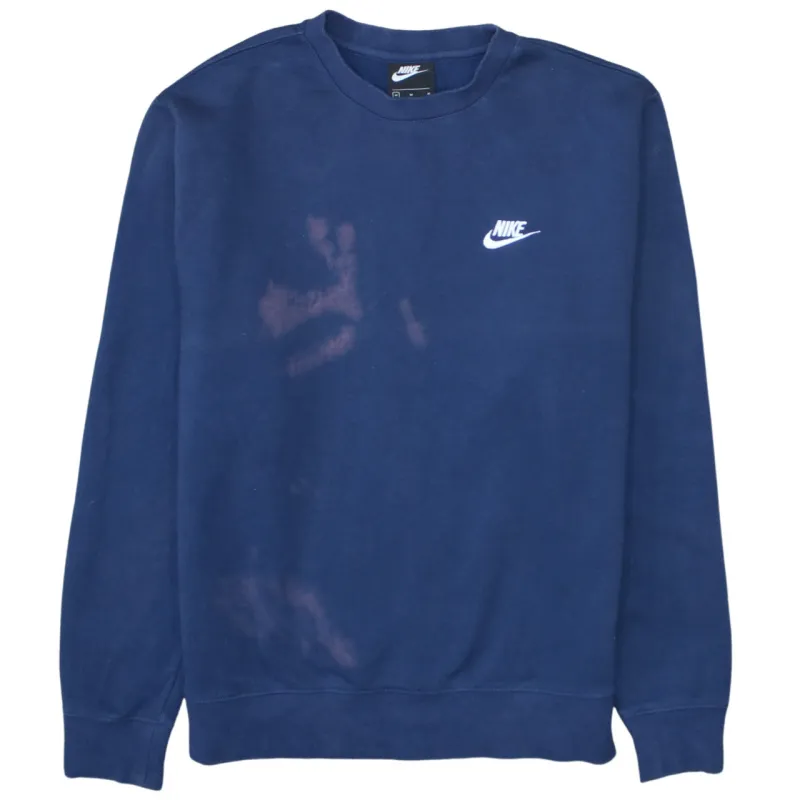 Nike Navy Blue Sweatshirt Men's Medium Embroidered Swoosh Logo Crewneck Pullover Fleece Top sold by Vintage Club