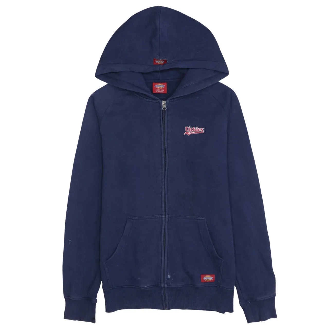 Dickies Navy Blue Hoodie Men's Small Full Zip Embroidered Chest Logo Front Pockets Sweatshirt sold by Vintage Club