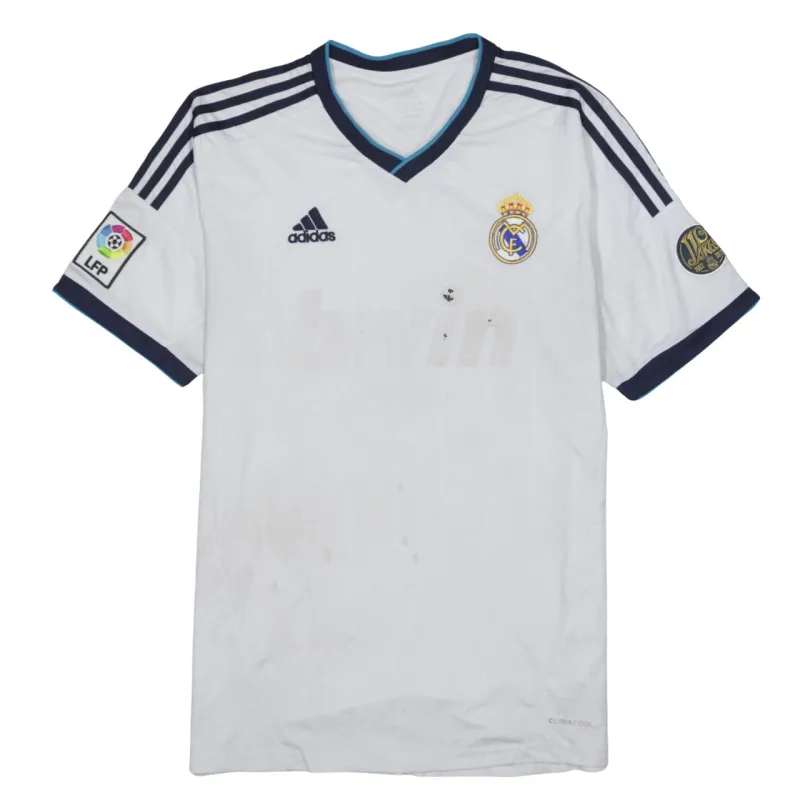 Adidas White Real Madrid Jersey Men’s Large ClimaCool Bwin Sponsor La Liga Patch Football Shirt sold by Vintage Club