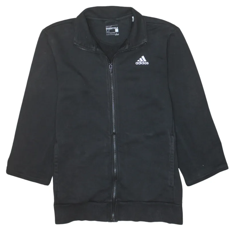 Adidas Black Full Zip Sweatshirt Women’s Medium Printed Back Logo Essentials Jacket Top sold by Vintage Club