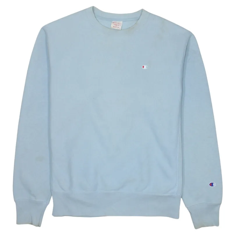 Champion Light Blue Sweatshirt Men’s Medium Embroidered C Logo Crewneck Pullover Fleece Top made by Champion