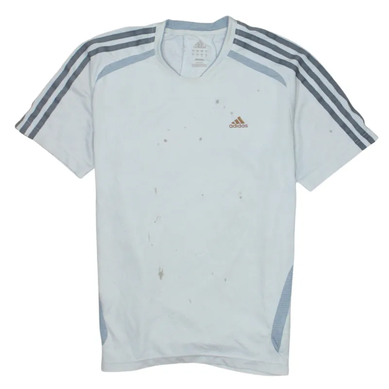 Adidas Light Grey ClimaCool T Shirt Men's Small Three Stripe Sleeves Printed Logo Running Top sold by Vintage Club