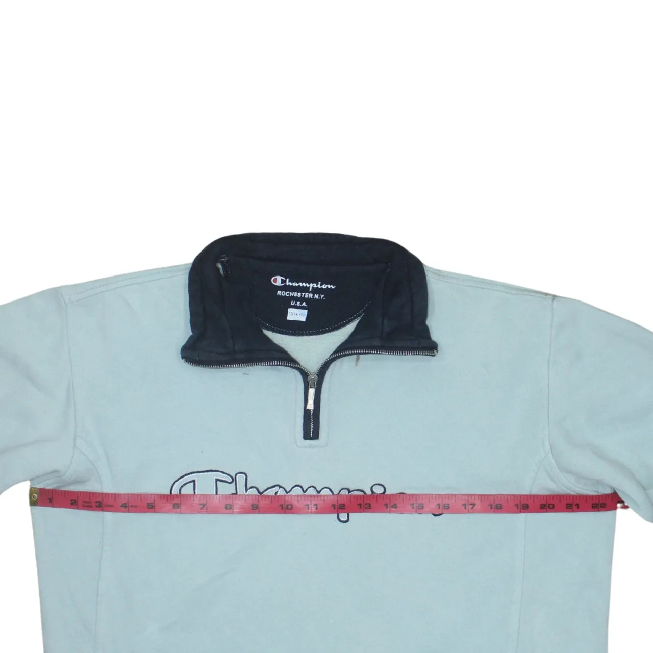 Champion Light Grey Quarter Zip Sweatshirt Women's XLarge Embroidered Logo Fleece Pullover Top sold by Vintage Club product image thumbnail 5