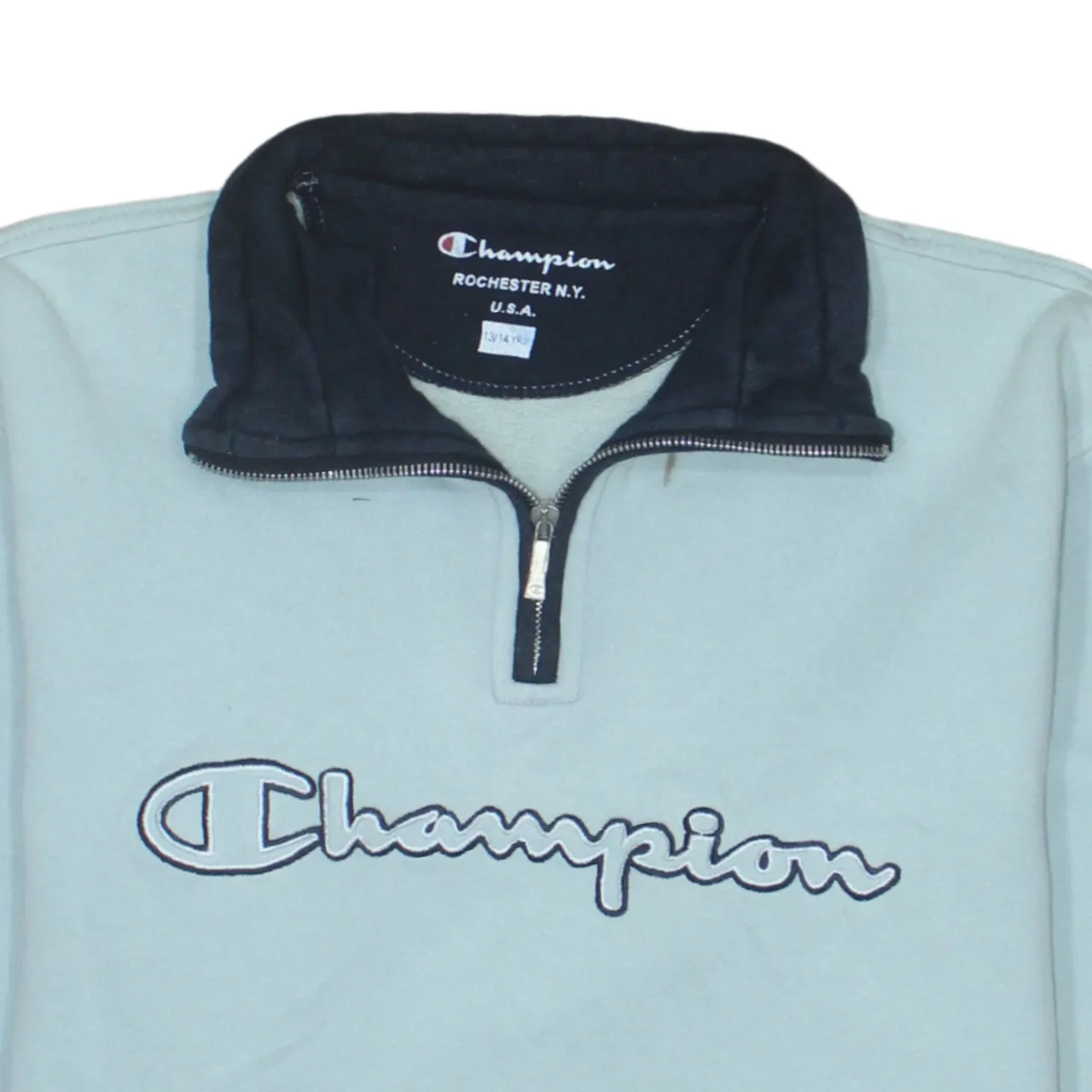 Champion Light Grey Quarter Zip Sweatshirt Women's XLarge Embroidered Logo Fleece Pullover Top sold by Vintage Club product image thumbnail 3