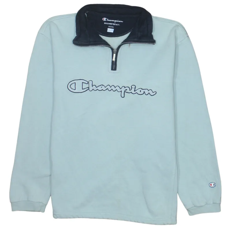 Champion Light Grey Quarter Zip Sweatshirt Women's XLarge Embroidered Logo Fleece Pullover Top sold by Vintage Club