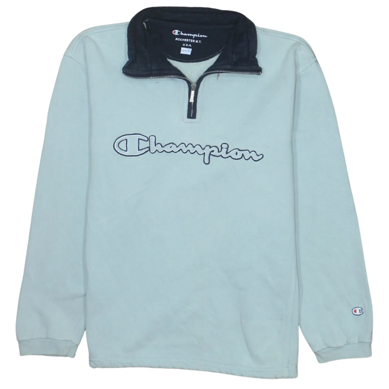 Champion Light Grey Quarter Zip Sweatshirt Women's XLarge Embroidered Logo Fleece Pullover Top sold by Vintage Club