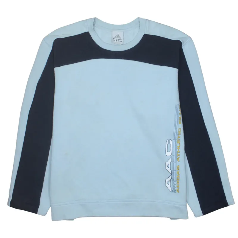 Adidas Light Blue Sweatshirt Men's XLarge AAC Printed Logo Contrast Panels Pullover Top made by Adidas