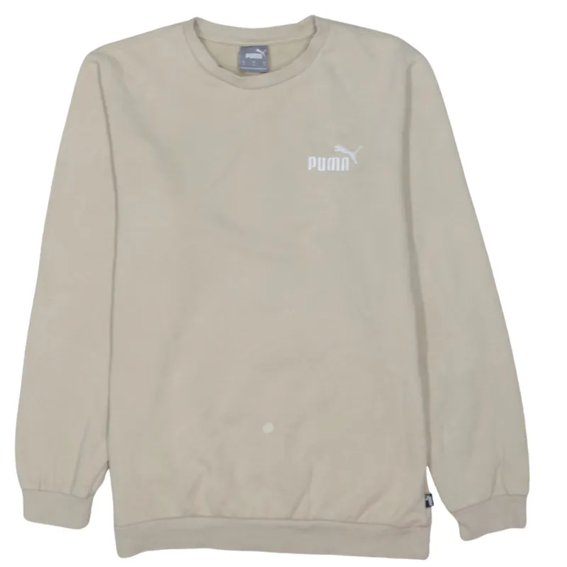 Puma Beige Sweatshirt Men's Small Embroidered Chest Logo Crewneck Fleece Pullover Top sold by Vintage Club