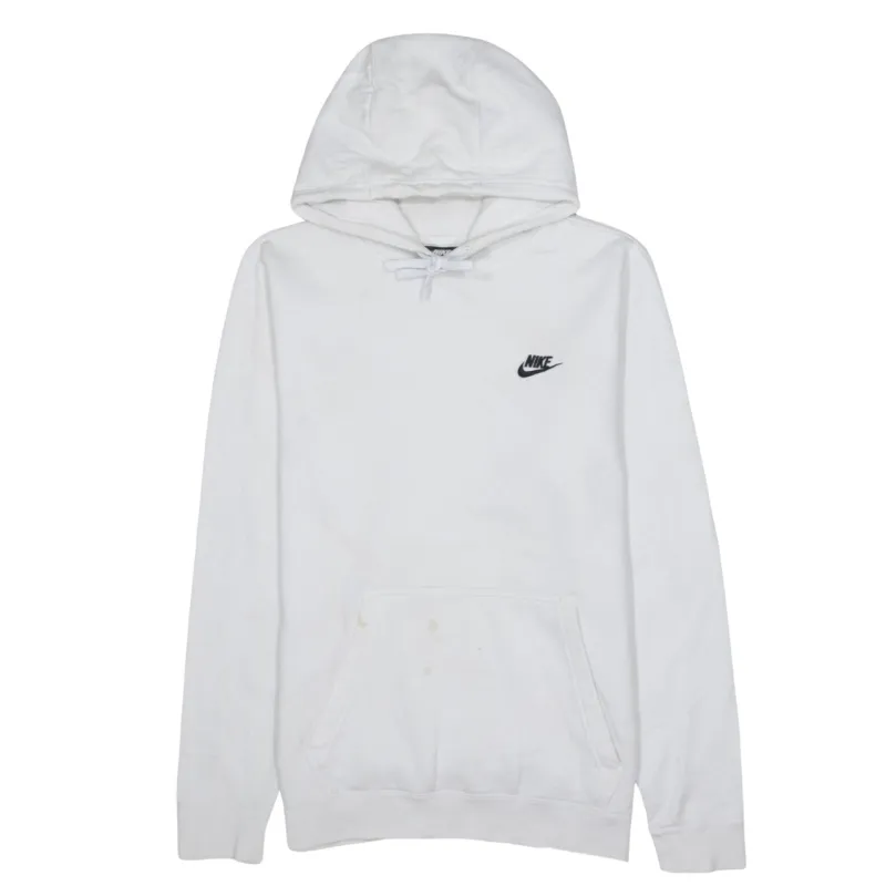 Nike White Hoodie Men's Medium Embroidered Swoosh Logo Front Pocket Pullover Sweatshirt sold by Vintage Club