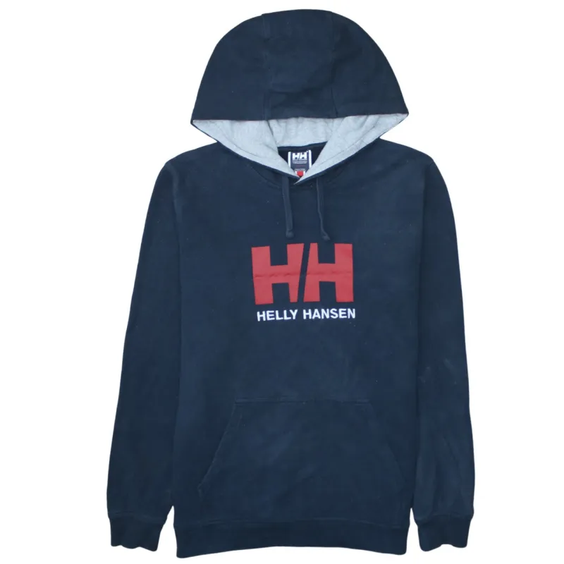 Helly Hansen Navy Blue Hoodie Women's Large Embroidered Logo Drawstring Hood Pouch Pullover Sweatshirt made by Helly Hansen