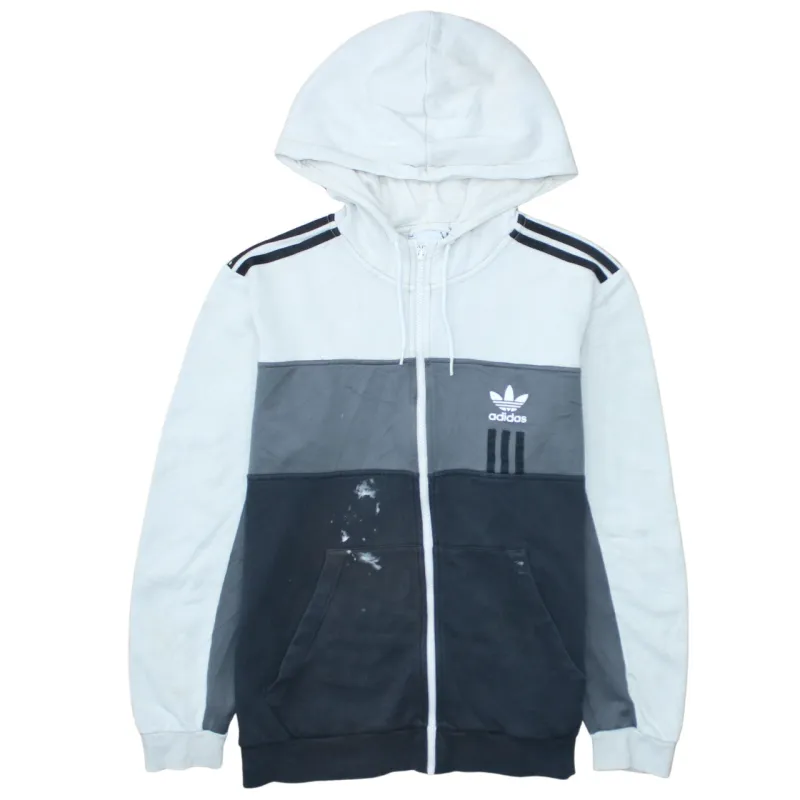 Adidas Grey Colour Block Hoodie Men's Large Trefoil Printed Logo Full Zip Sweatshirt sold by Vintage Club