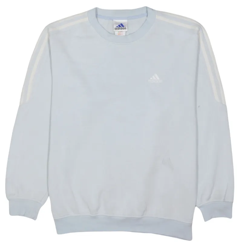 Adidas Light Blue Sweatshirt Men's Small Embroidered Logo Three Stripe Sleeves Pullover Top sold by Vintage Club