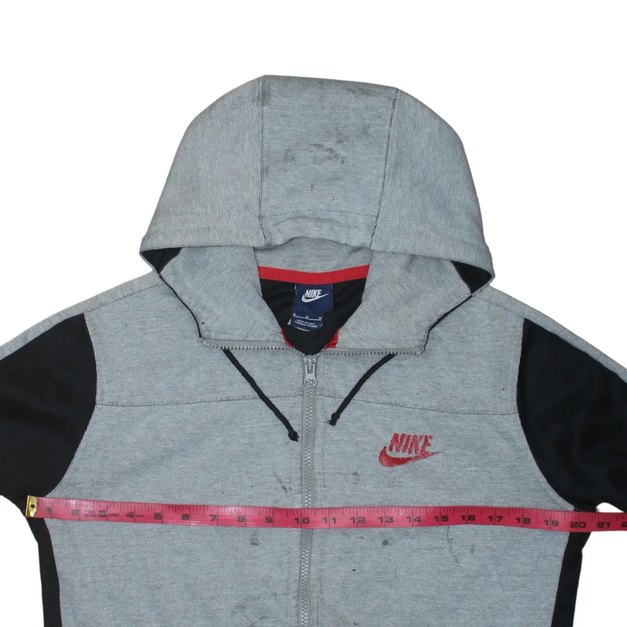 Nike Grey Full Zip Hoodie Women's Medium Embroidered Logo Split Panels Zip Pockets Sweatshirt sold by Vintage Club product image thumbnail 5