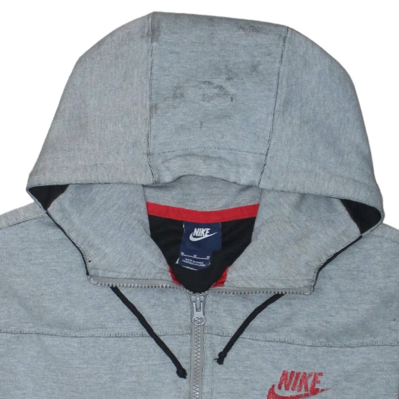 Nike Grey Full Zip Hoodie Women's Medium Embroidered Logo Split Panels Zip Pockets Sweatshirt sold by Vintage Club product image thumbnail 3