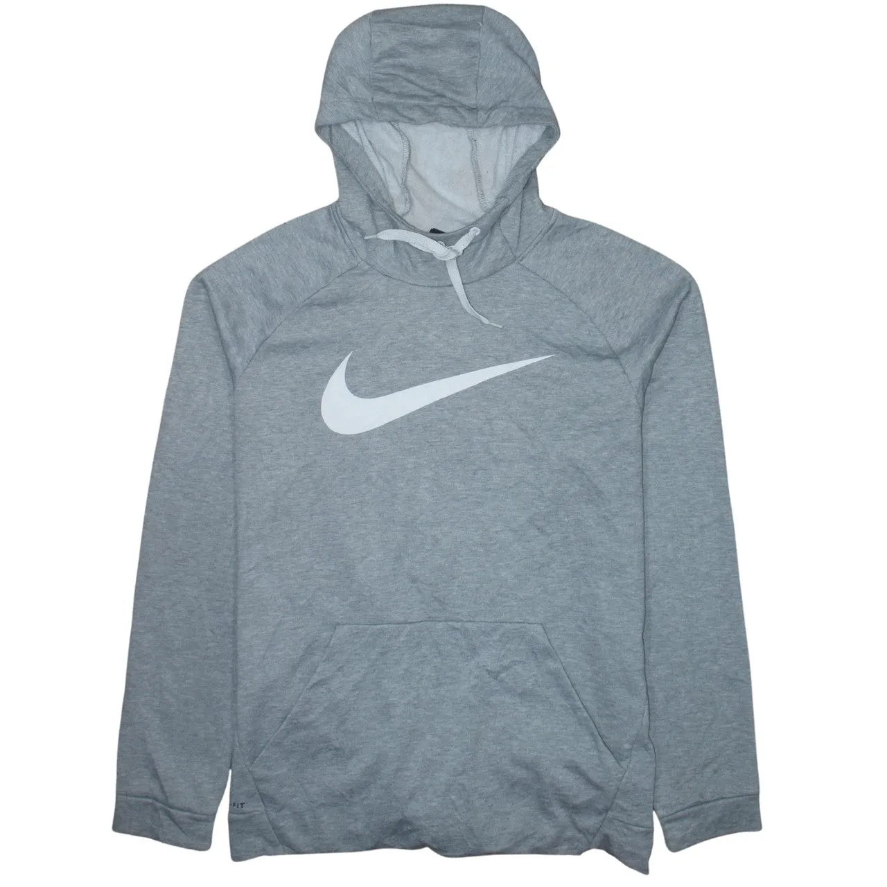 Nike Grey Hoodie Women’s XLarge Printed Swoosh Logo Front Pocket Pullover Sweatshirt sold by Vintage Club