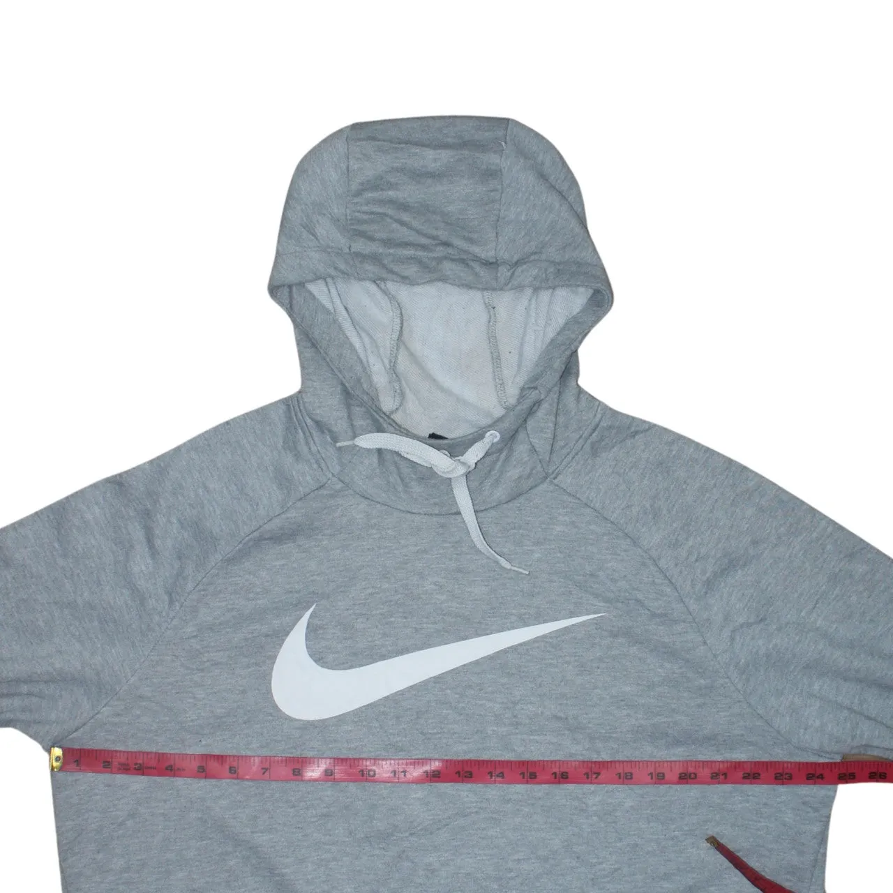 Nike Grey Hoodie Women’s XLarge Printed Swoosh Logo Front Pocket Pullover Sweatshirt sold by Vintage Club product image thumbnail 5