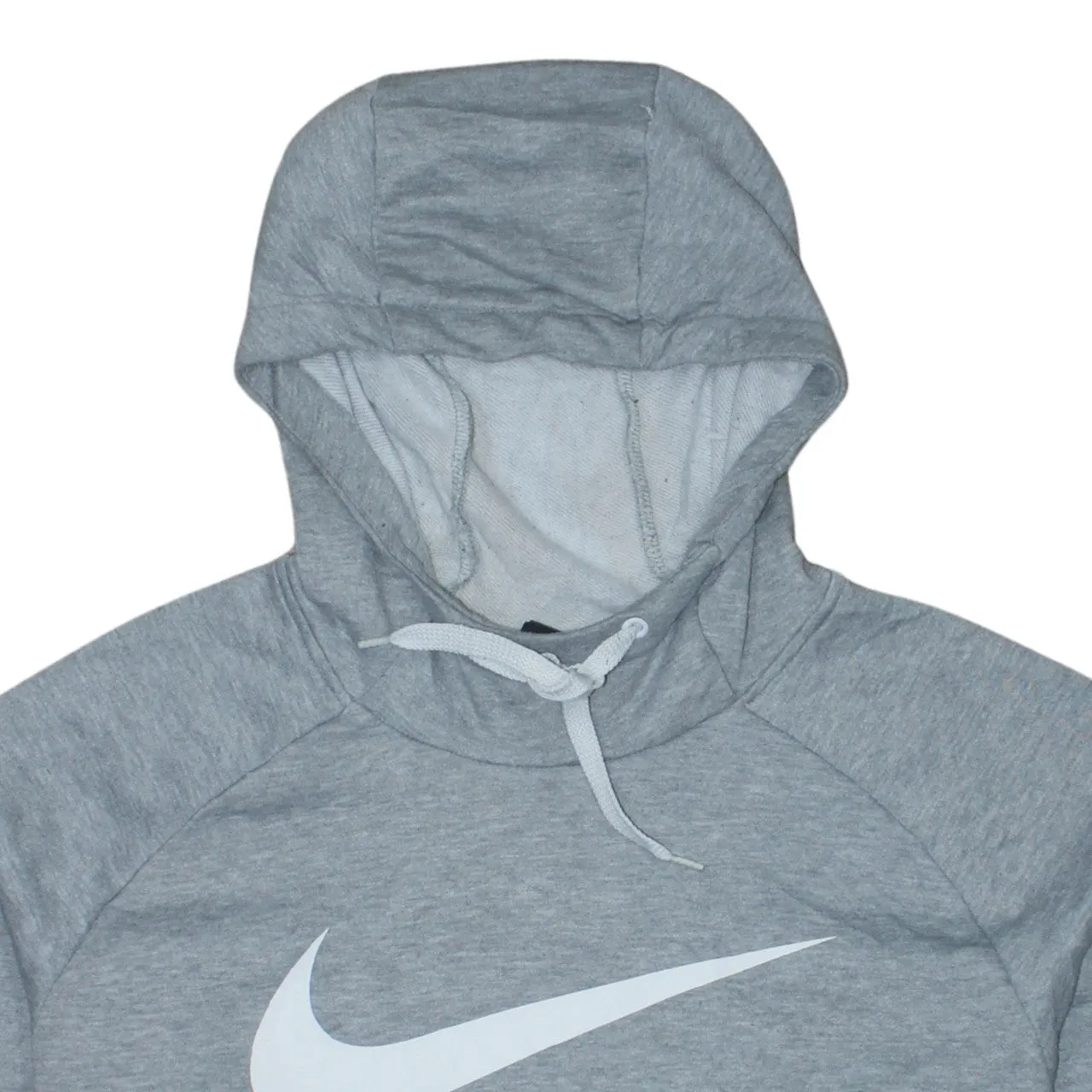 Nike Grey Hoodie Women’s XLarge Printed Swoosh Logo Front Pocket Pullover Sweatshirt sold by Vintage Club product image thumbnail 3