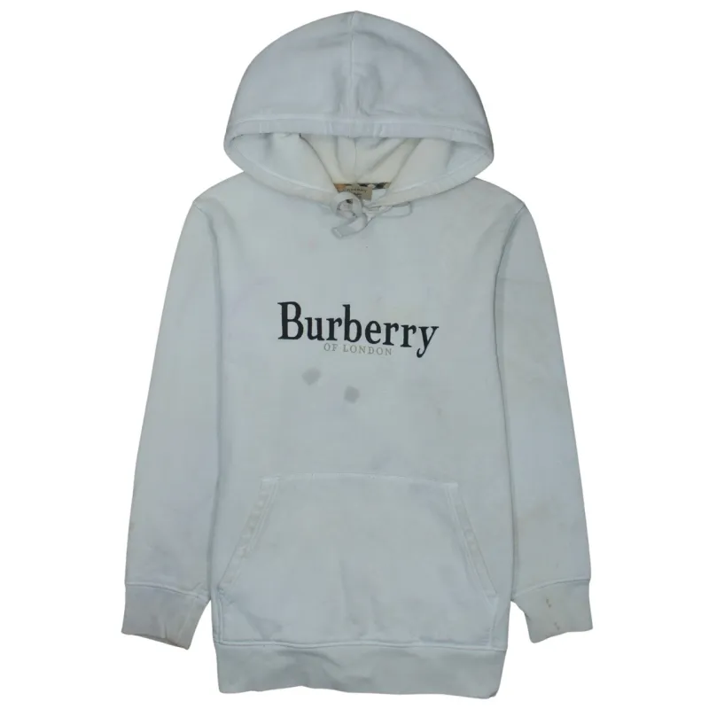 Burberry Off White Hoodie Women's Large Printed Logo Front Pocket Pullover Sweatshirt made by Burberry
